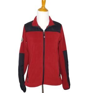 Roots Briggpoint Microfleece Jacket Red Full Zip Thumb Hole Pockets Small
